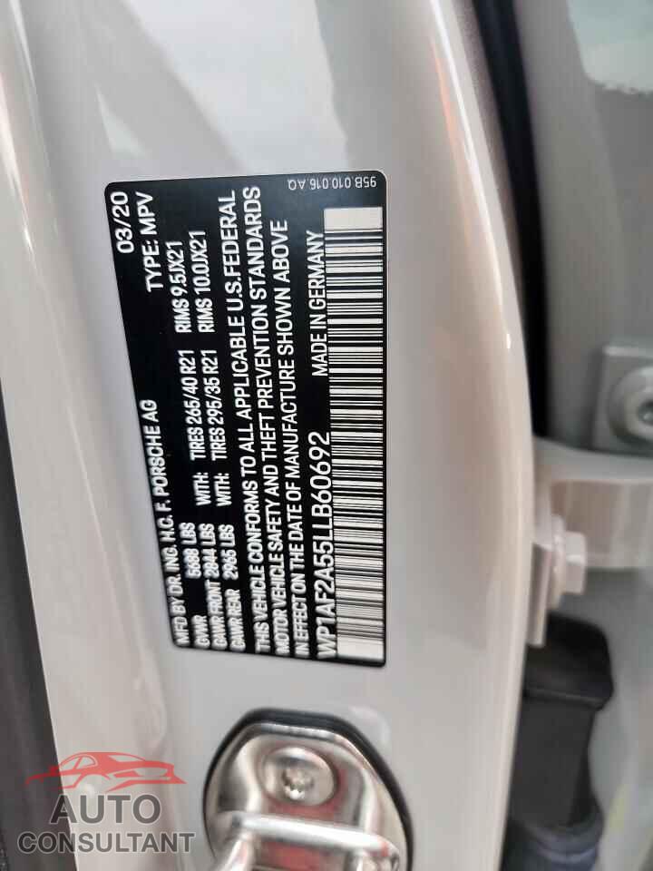 PORSCHE MACAN 2020 - WP1AF2A55LLB60692