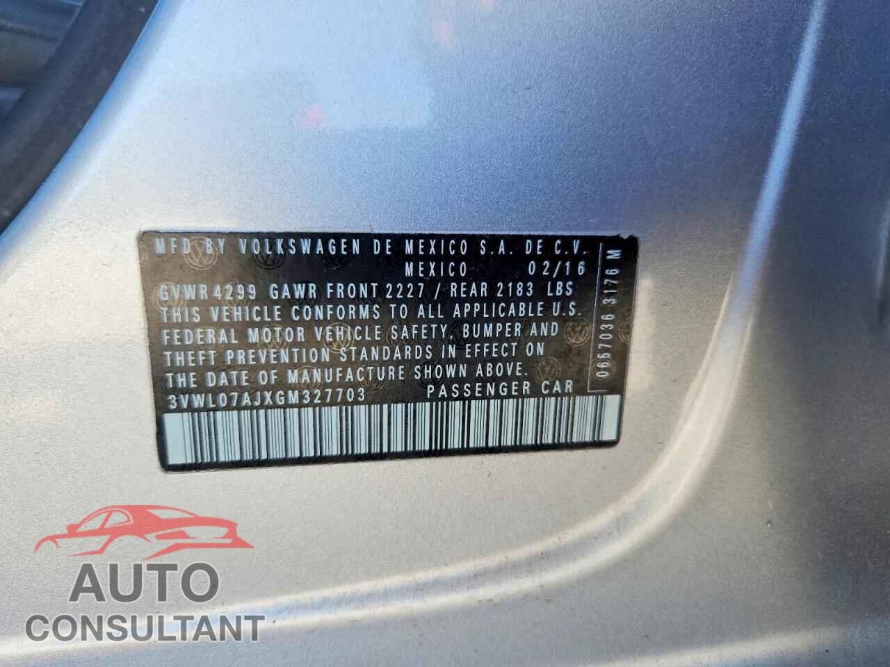 VOLKSWAGEN JETTA 2016 - 3VWL07AJXGM327703