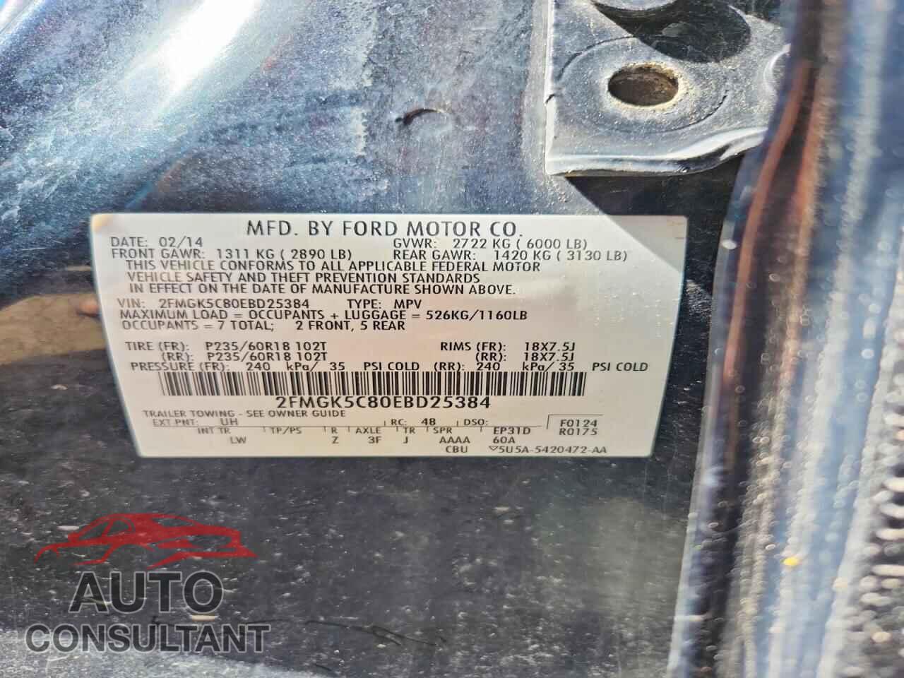 FORD FLEX 2014 - 2FMGK5C80EBD25384