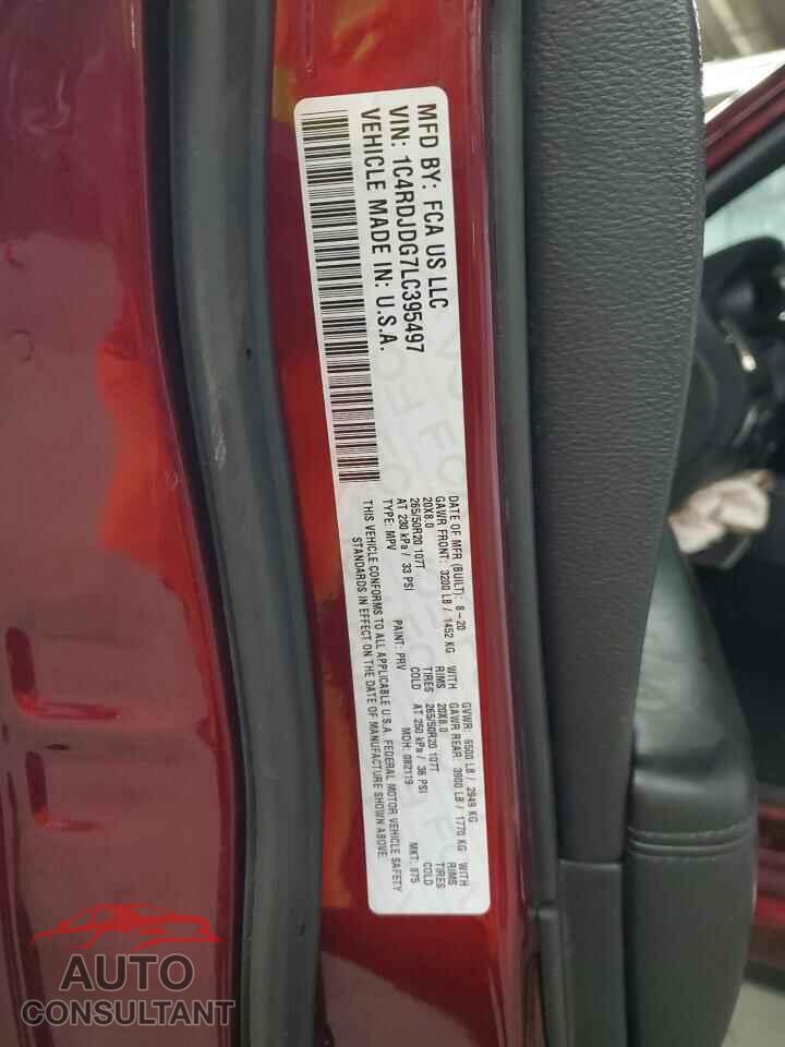 DODGE DURANGO 2020 - 1C4RDJDG7LC395497