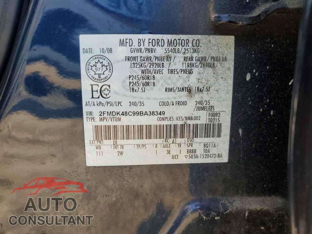 FORD EDGE 2009 - 2FMDK48C99BA38349