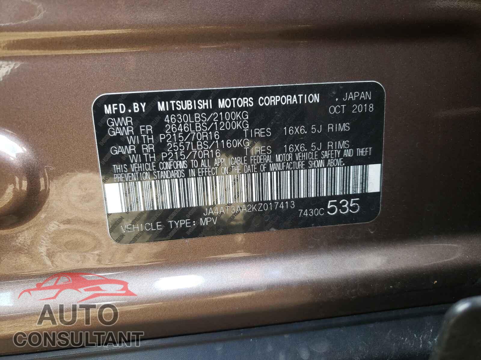 MITSUBISHI ECLIPSE 2019 - JA4AT3AA2KZ017413