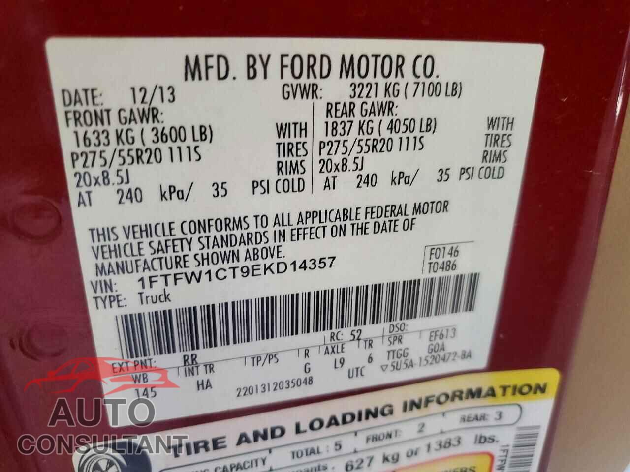 FORD F150 2014 - 1FTFW1CT9EKD14357