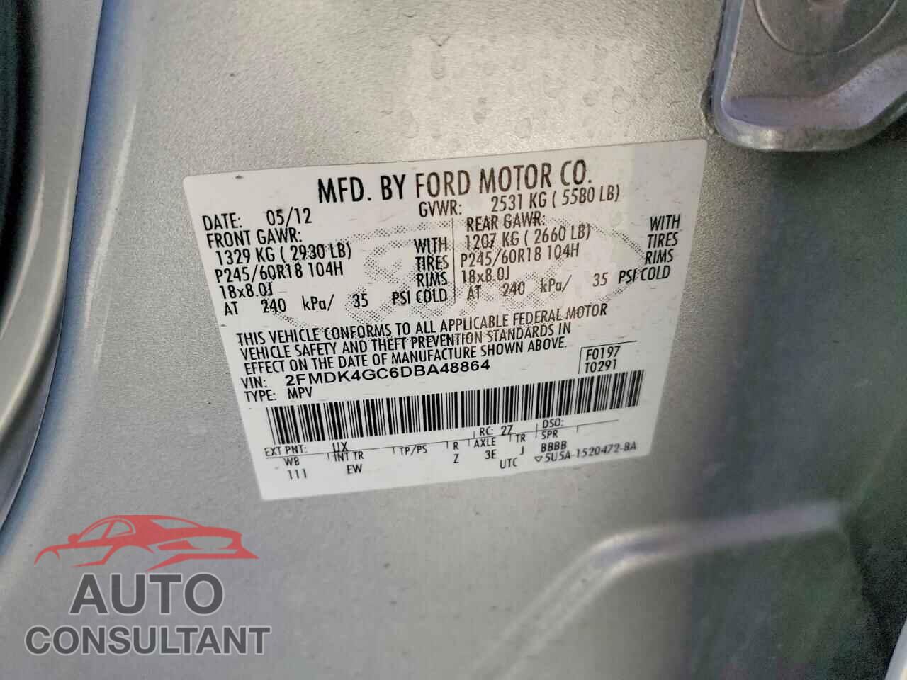 FORD EDGE 2013 - 2FMDK4GC6DBA48864