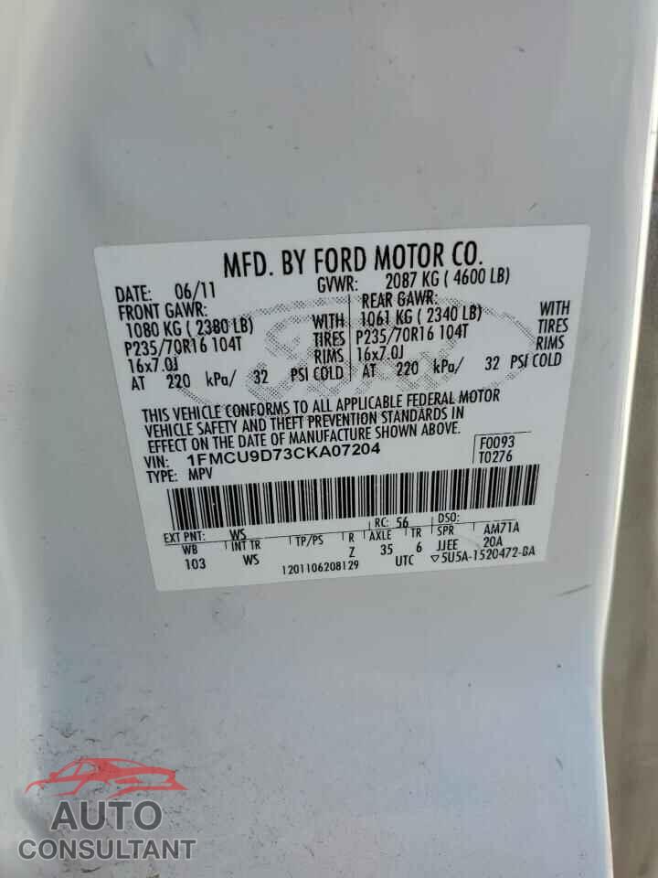 FORD ESCAPE 2012 - 1FMCU9D73CKA07204
