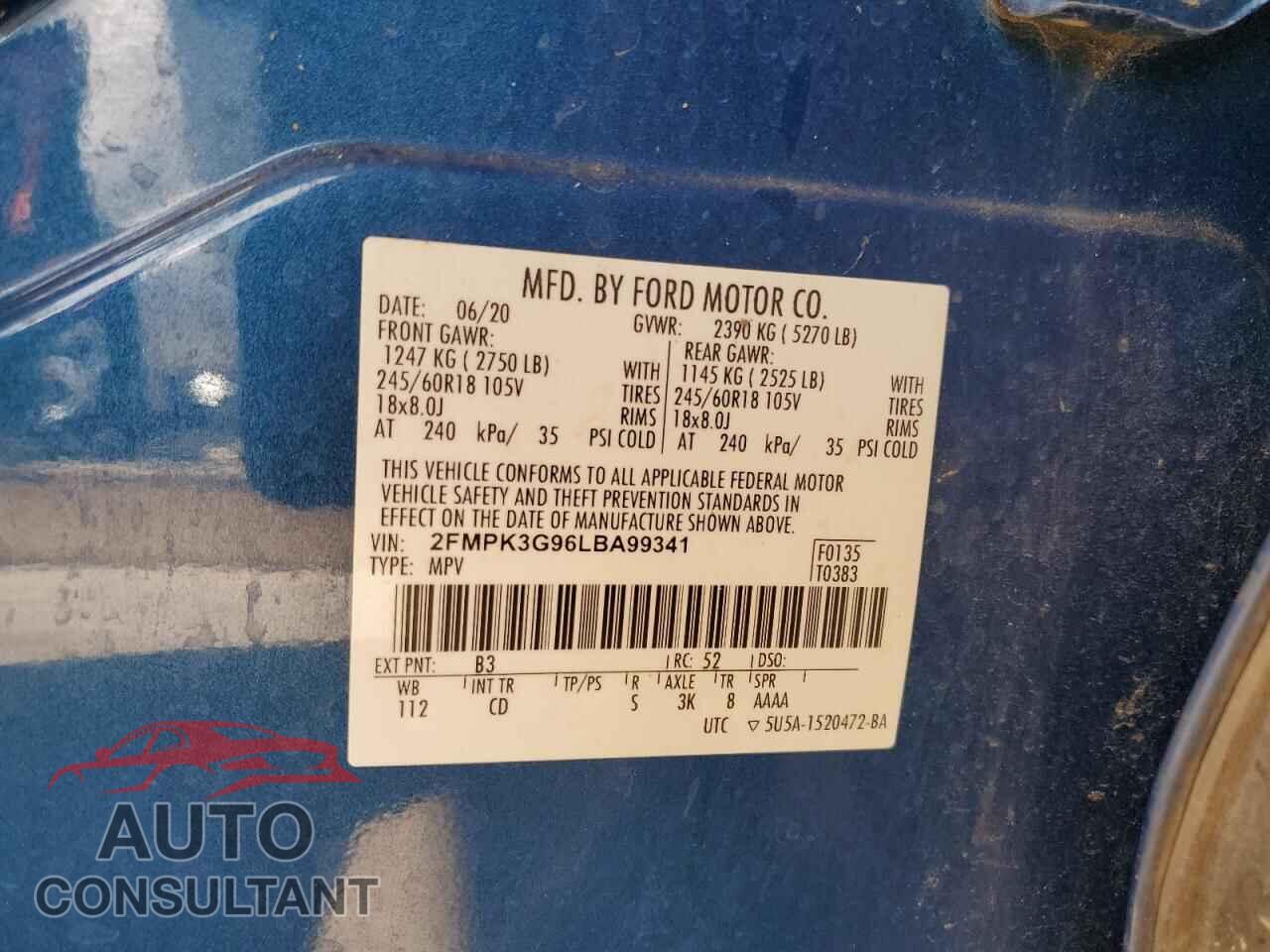 FORD EDGE 2020 - 2FMPK3G96LBA99341