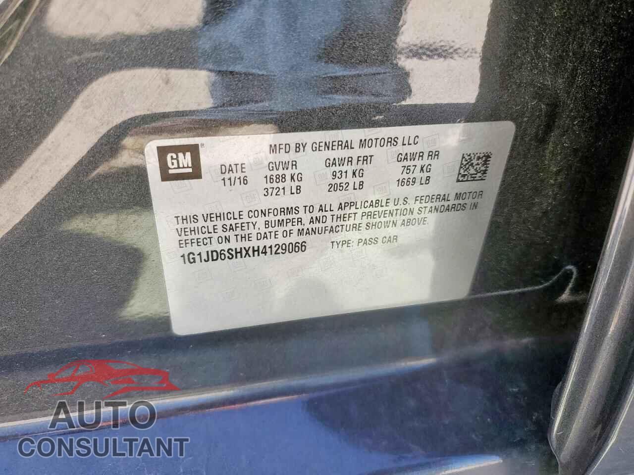 CHEVROLET SONIC 2017 - 1G1JD6SHXH4129066