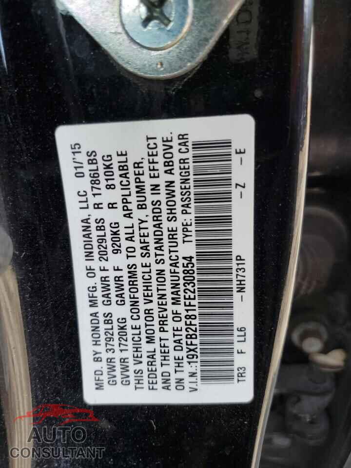 HONDA CIVIC 2015 - 19XFB2F81FE230854