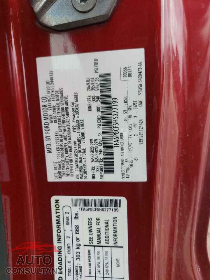 FORD MUSTANG 2017 - 1FA6P8CF5H5277199