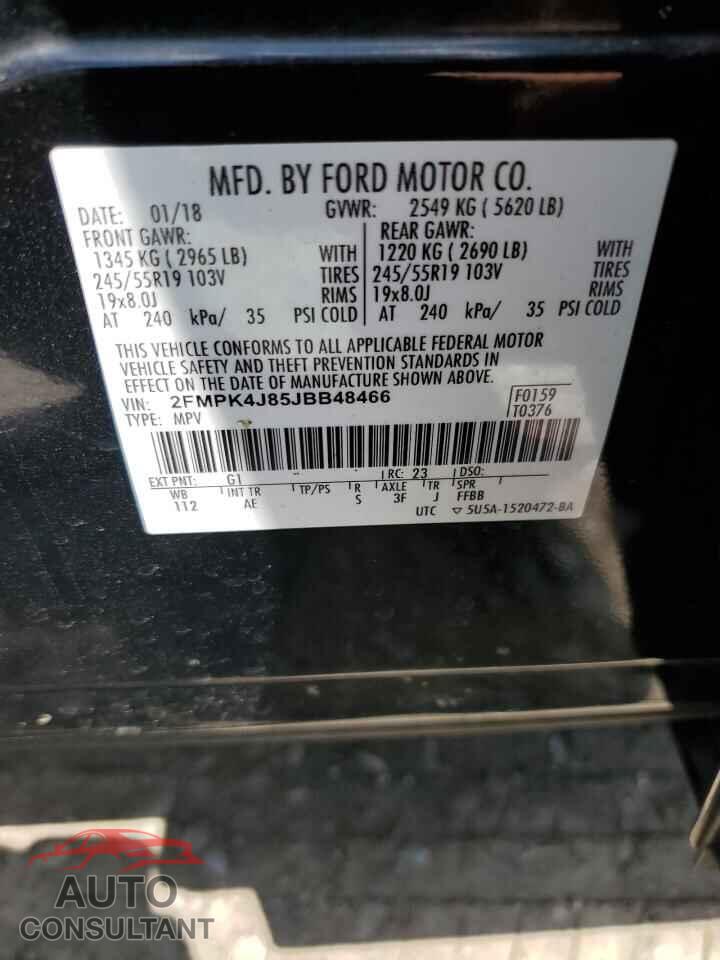 FORD EDGE 2018 - 2FMPK4J85JBB48466