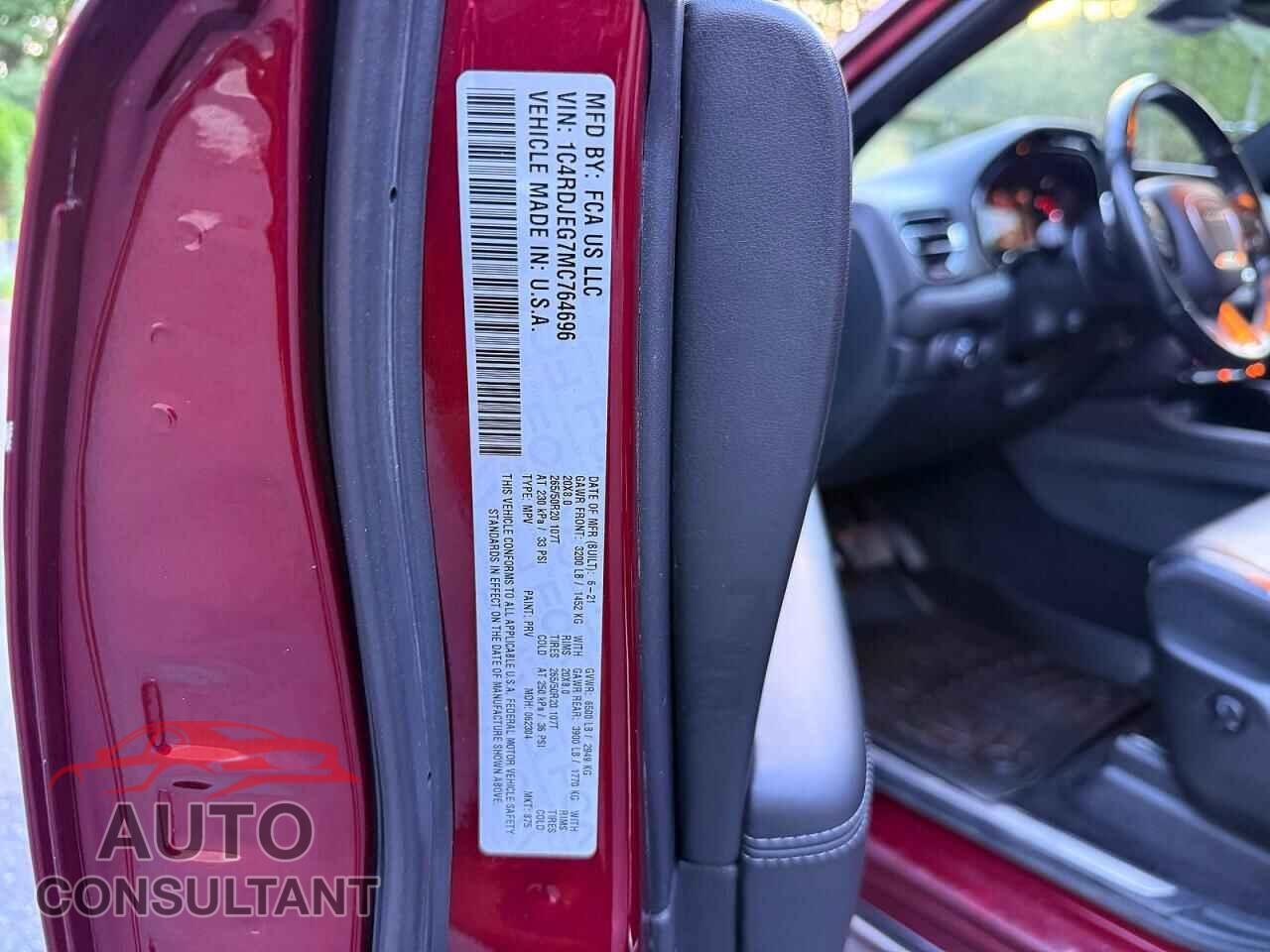 DODGE DURANGO 2021 - 1C4RDJEG7MC764696
