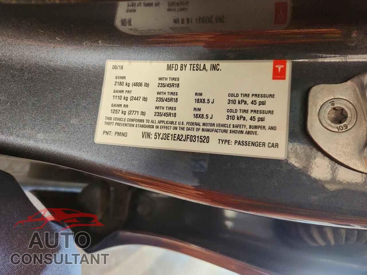 TESLA MODEL 3 2018 - 5YJ3E1EA2JF031520