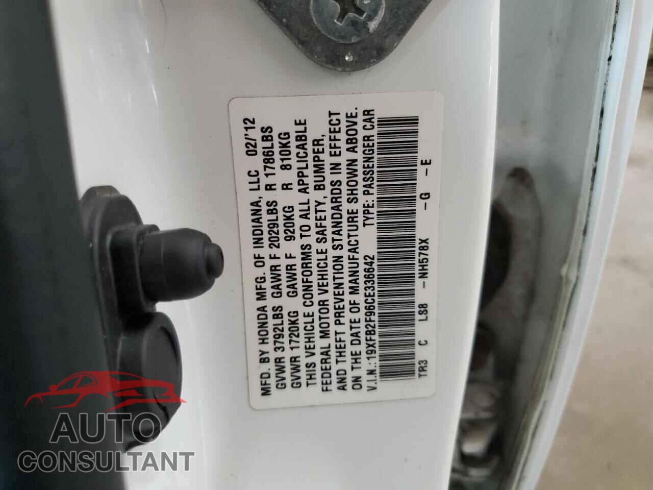 HONDA CIVIC 2012 - 19XFB2F96CE336642