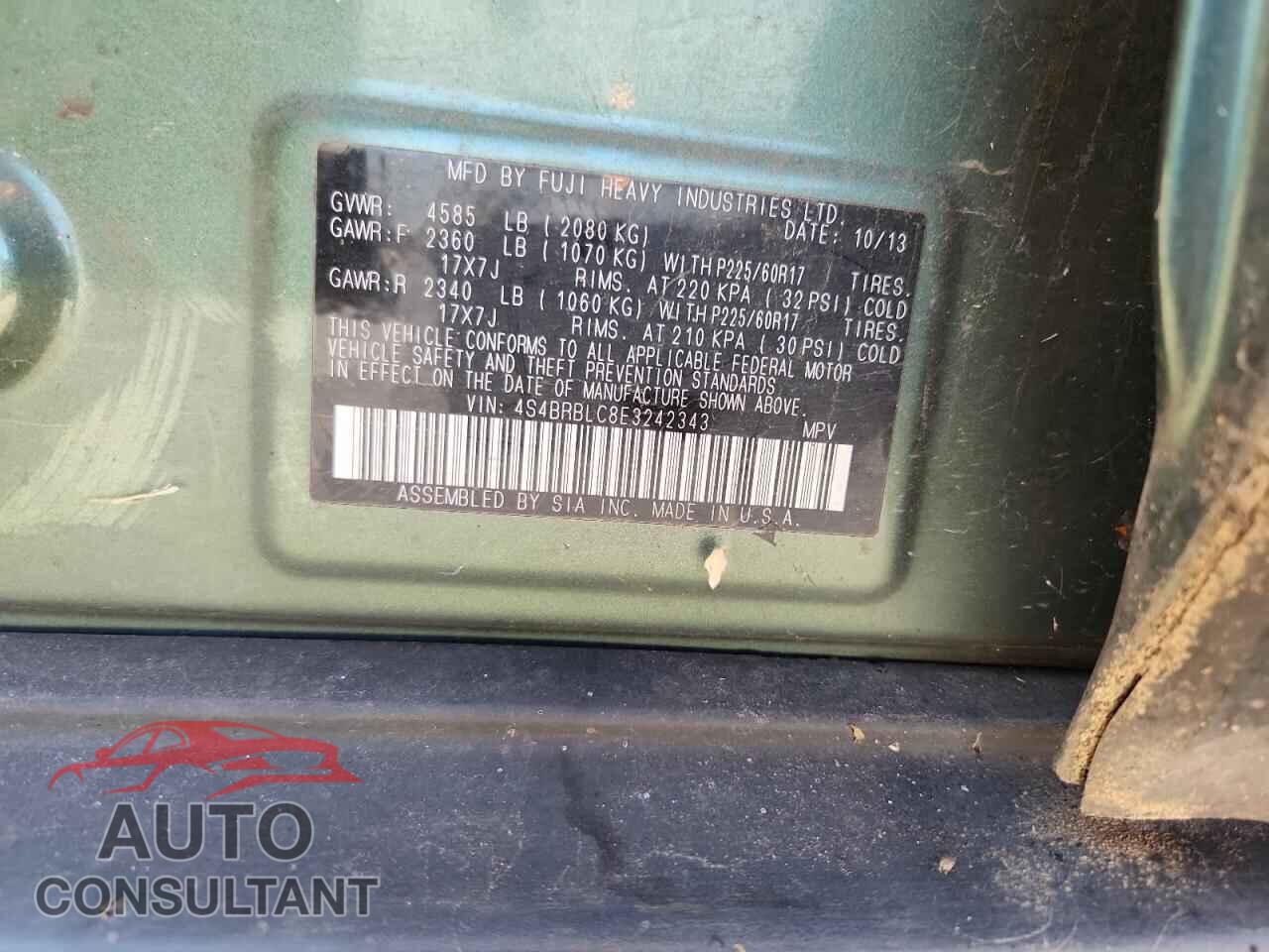 SUBARU OUTBACK 2014 - 4S4BRBLC8E3242343