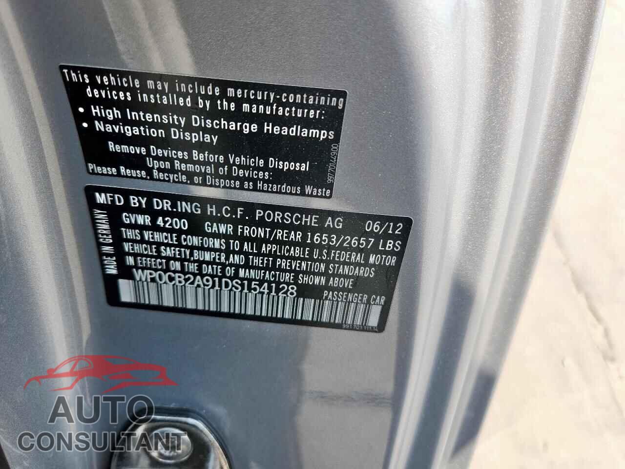 PORSCHE 911 2013 - WP0CB2A91DS154128