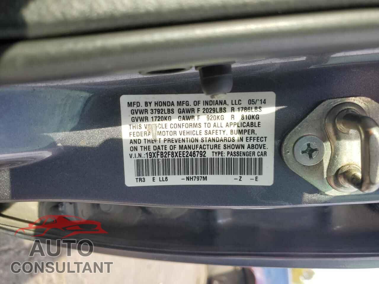 HONDA CIVIC 2014 - 19XFB2F8XEE246792
