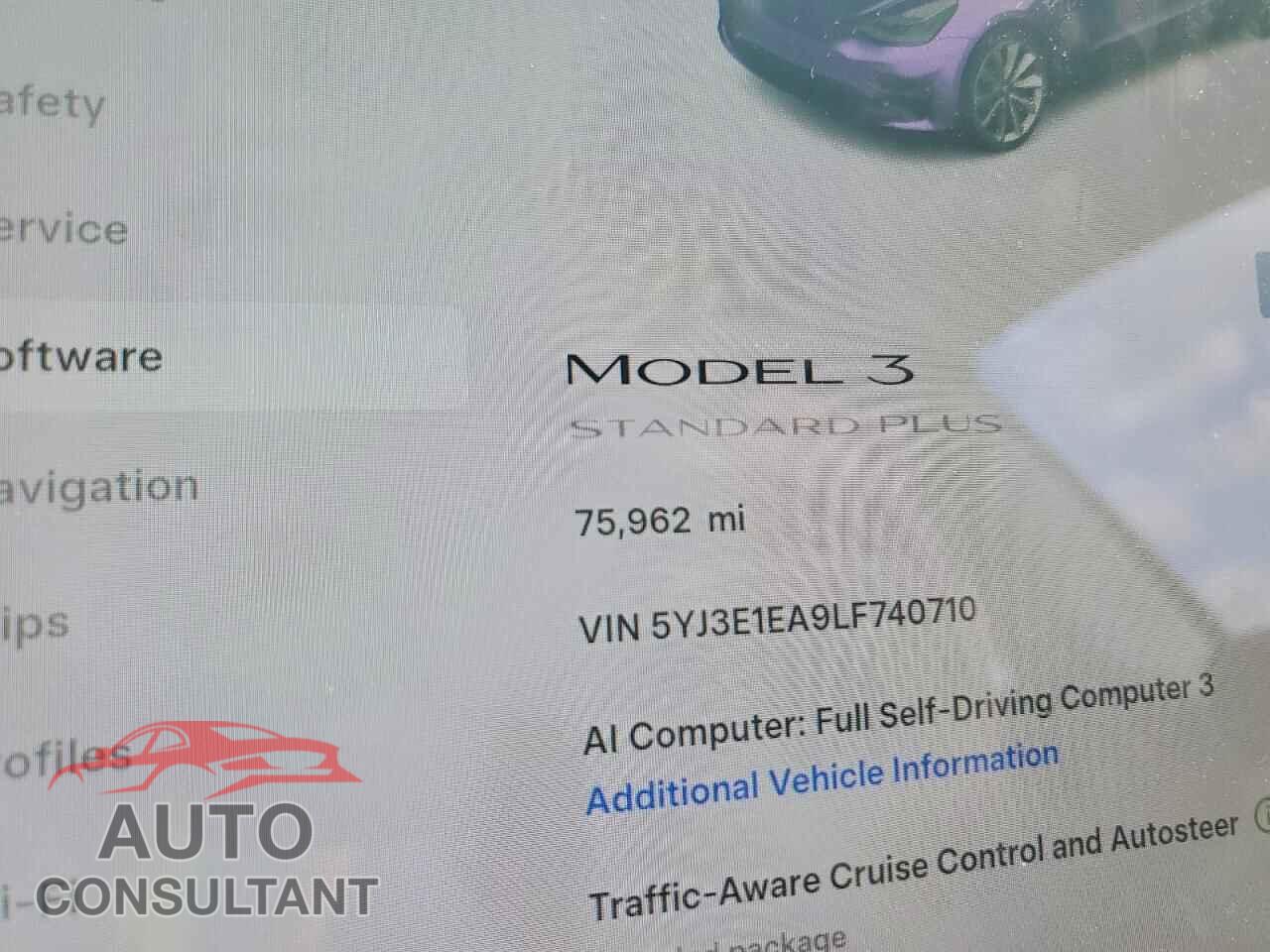 TESLA MODEL 3 2020 - 5YJ3E1EA9LF740710