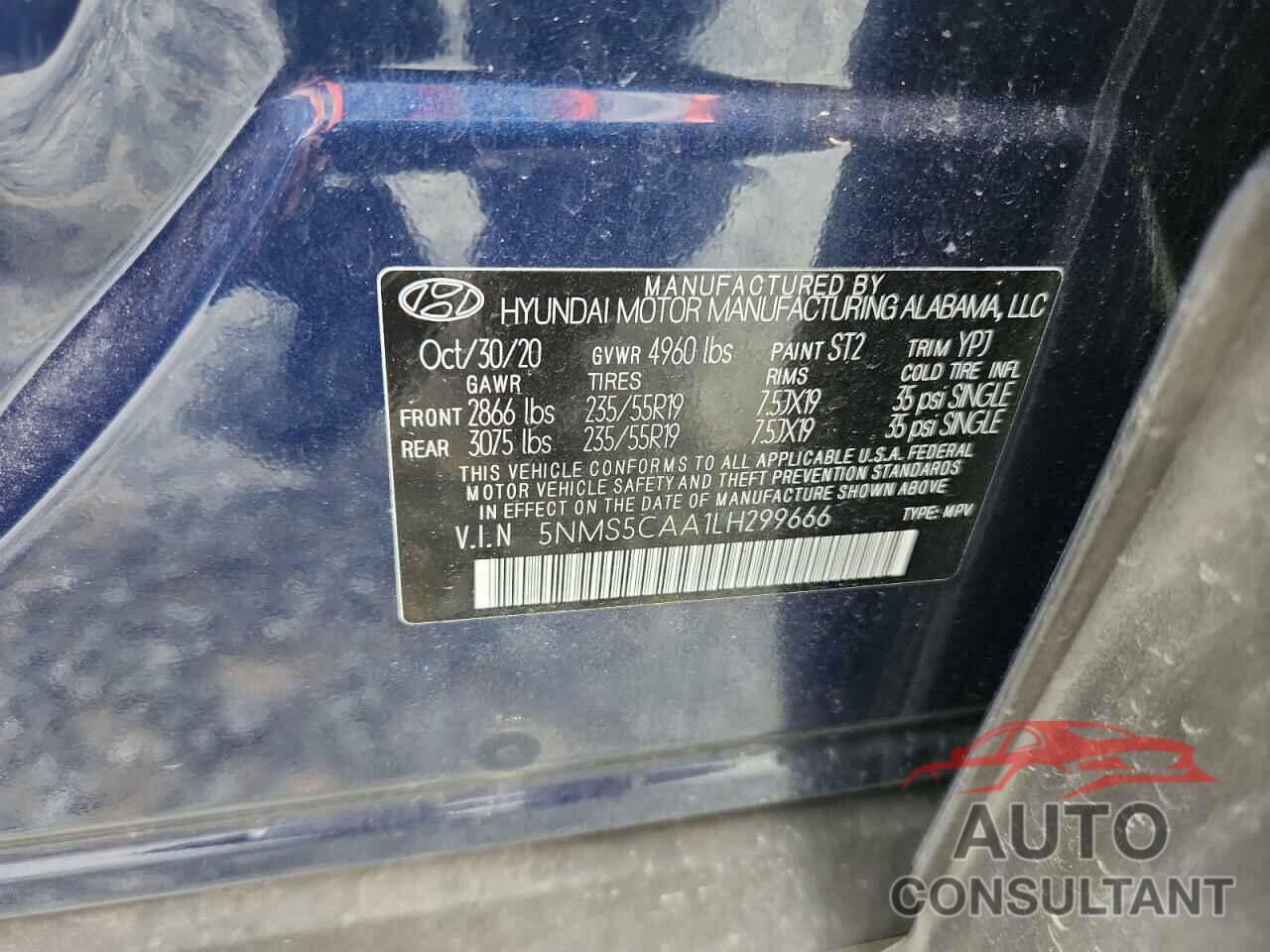 HYUNDAI SANTA FE 2020 - 5NMS5CAA1LH299666