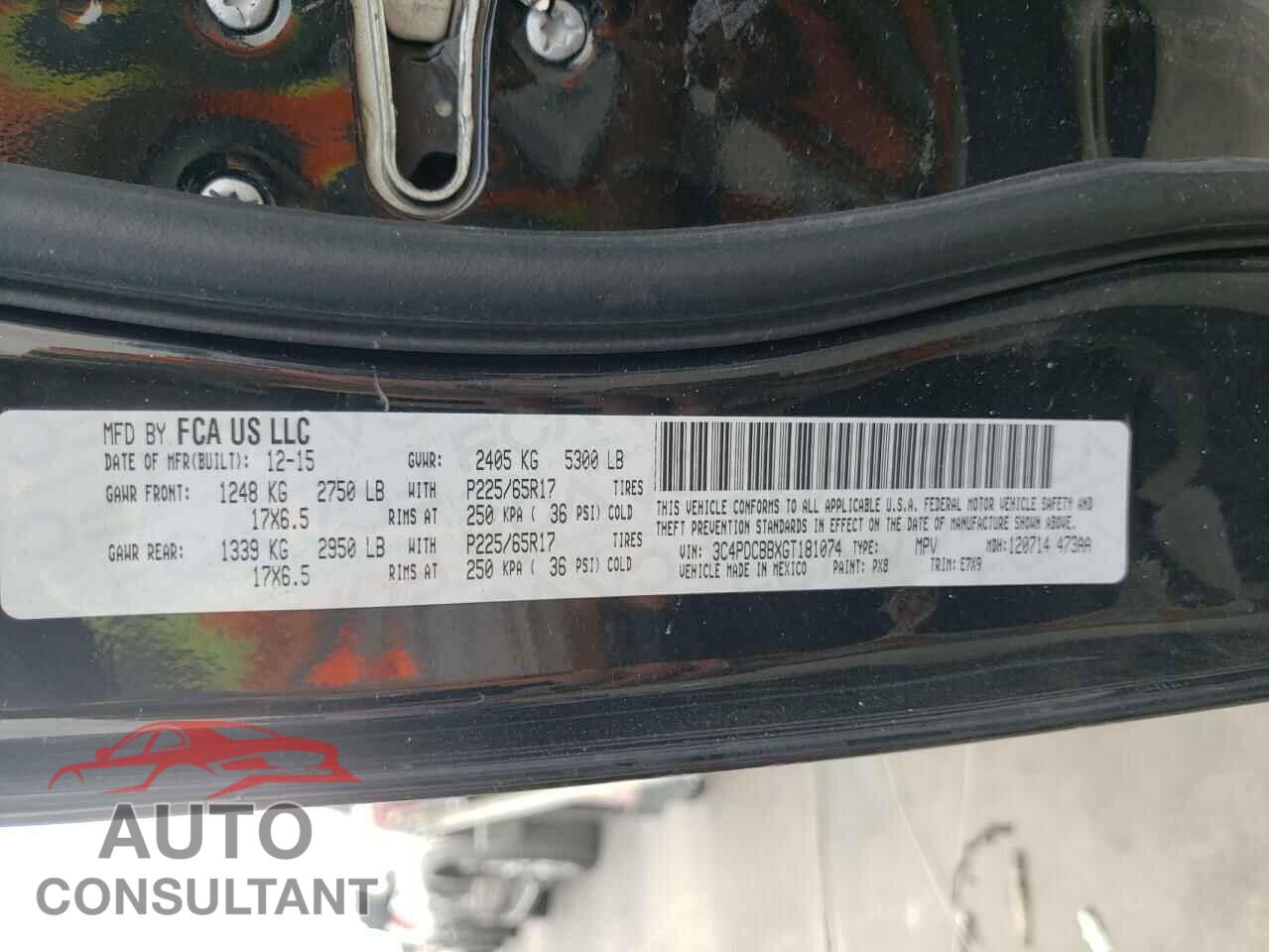 DODGE JOURNEY 2016 - 3C4PDCBBXGT181074