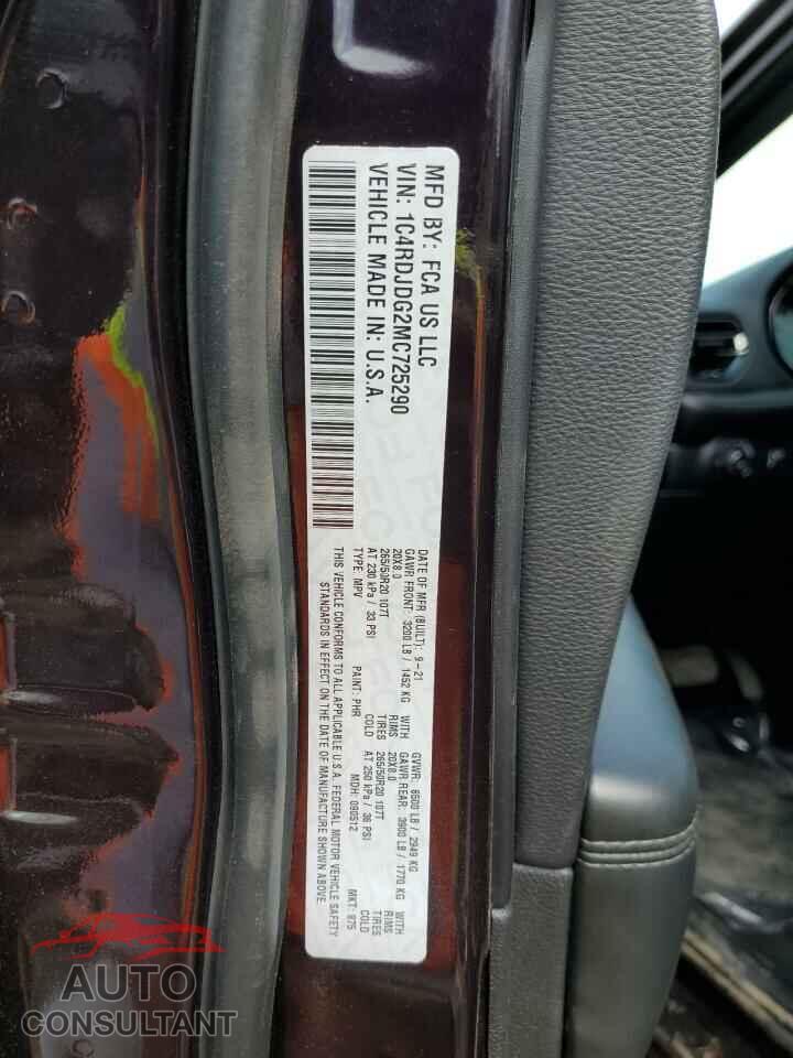DODGE DURANGO 2021 - 1C4RDJDG2MC725290