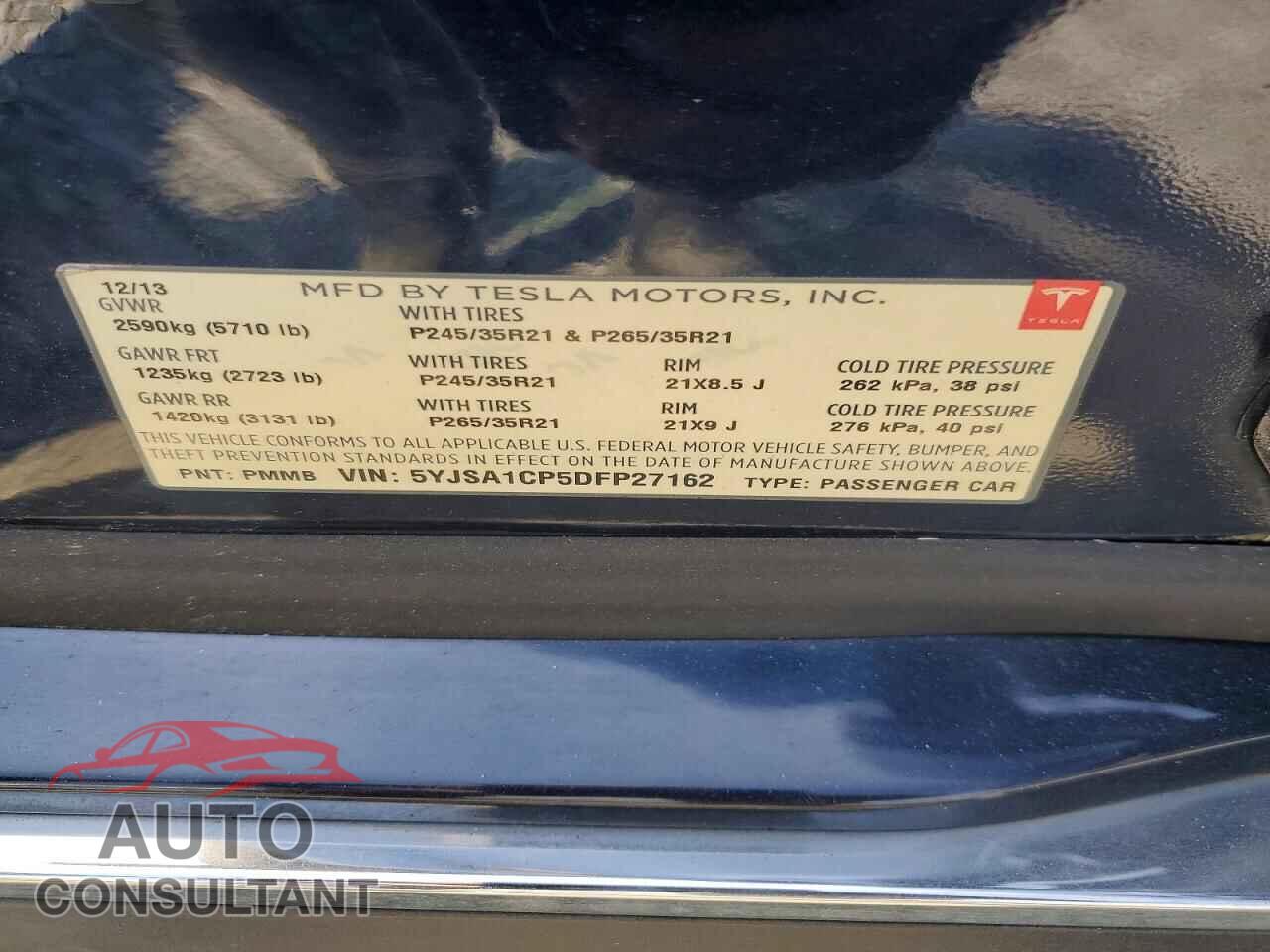TESLA MODEL S 2013 - 5YJSA1CP5DFP27162
