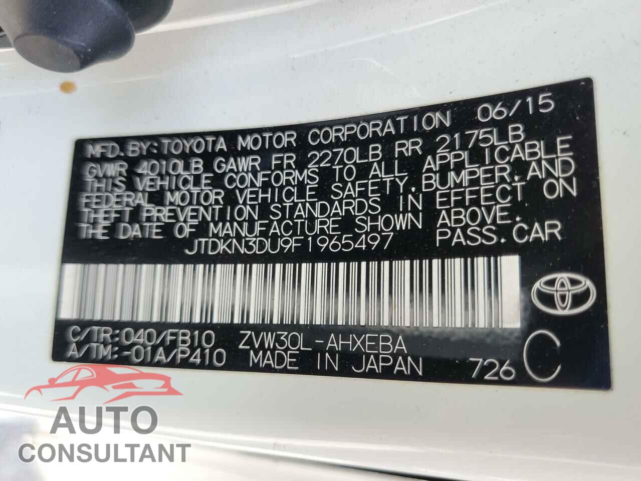 TOYOTA PRIUS 2015 - JTDKN3DU9F1965497