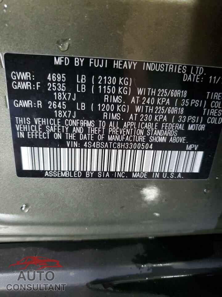 SUBARU OUTBACK 2017 - 4S4BSATC8H3300504