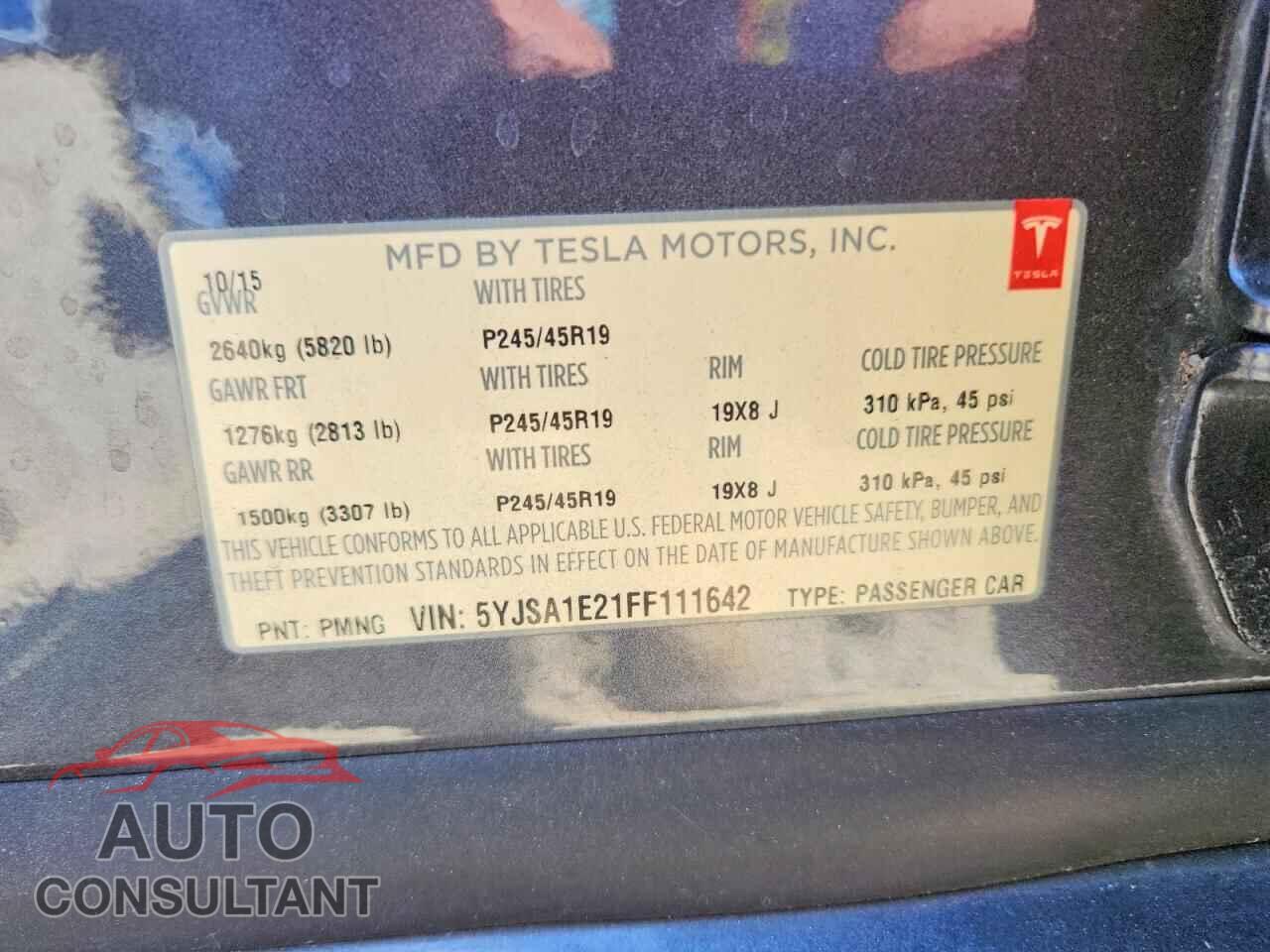 TESLA MODEL S 2015 - 5YJSA1E21FF111642
