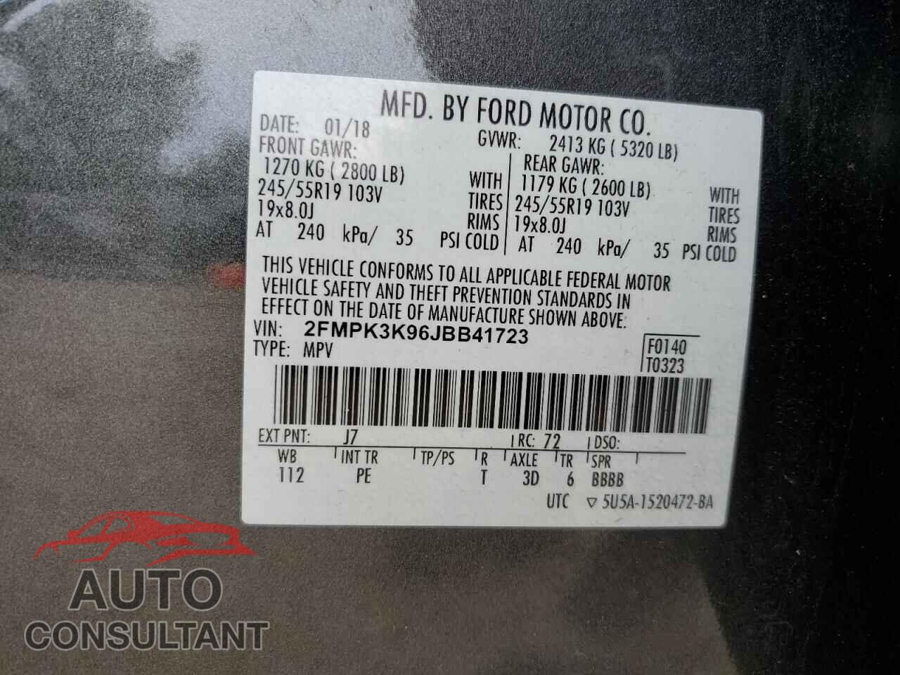 FORD EDGE 2018 - 2FMPK3K96JBB41723