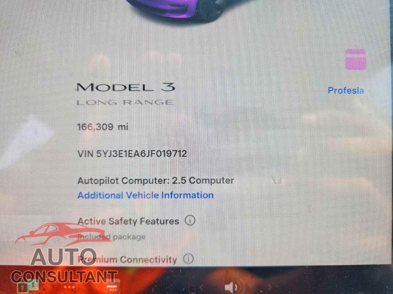 TESLA MODEL 3 2018 - 5YJ3E1EA6JF019712
