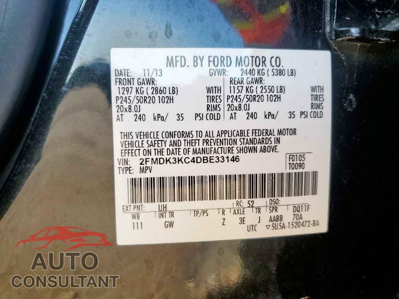 FORD EDGE 2013 - 2FMDK3KC4DBE33146