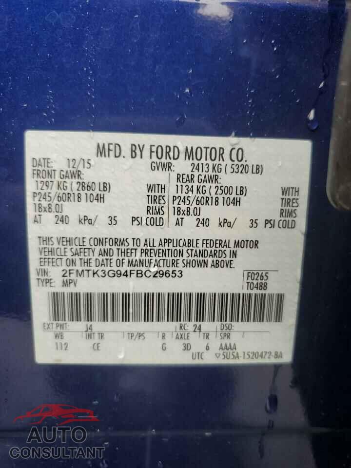 FORD EDGE 2015 - 2FMTK3G94FBC29653