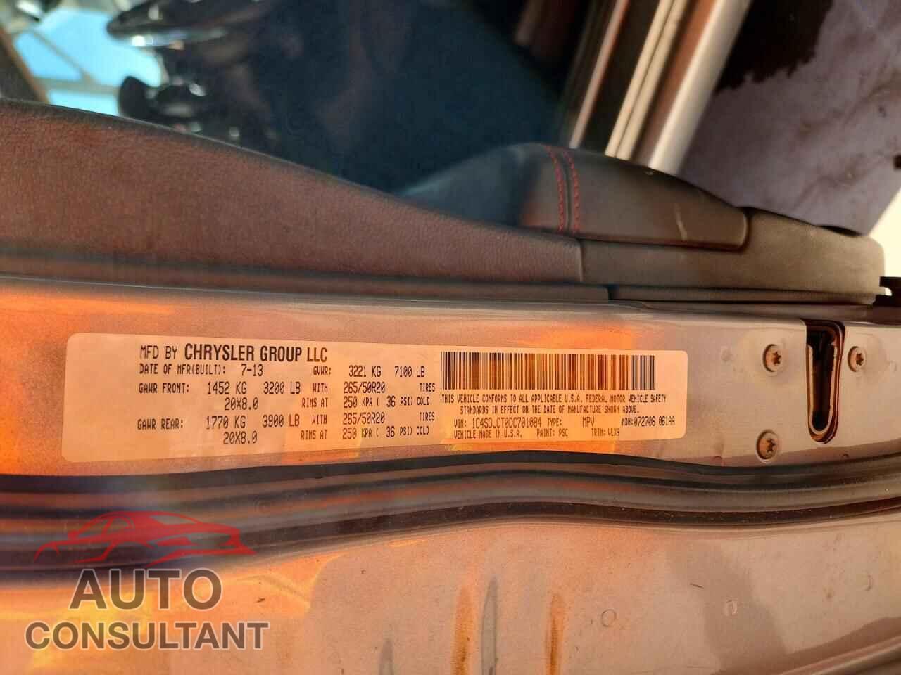 DODGE DURANGO 2013 - 1C4SDJCT0DC701084