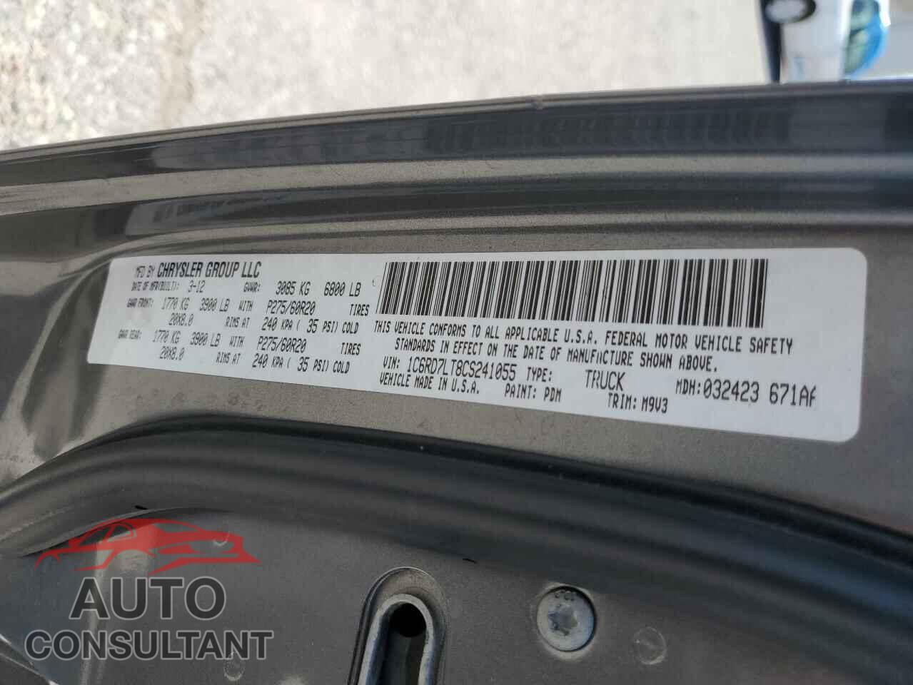 DODGE RAM 1500 2012 - 1C6RD7LT8CS241055