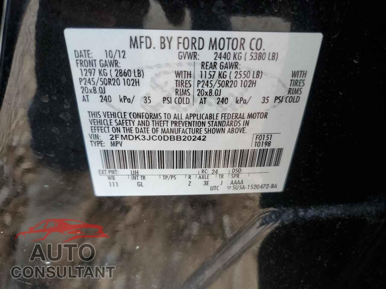 FORD EDGE 2013 - 2FMDK3JC0DBB20242