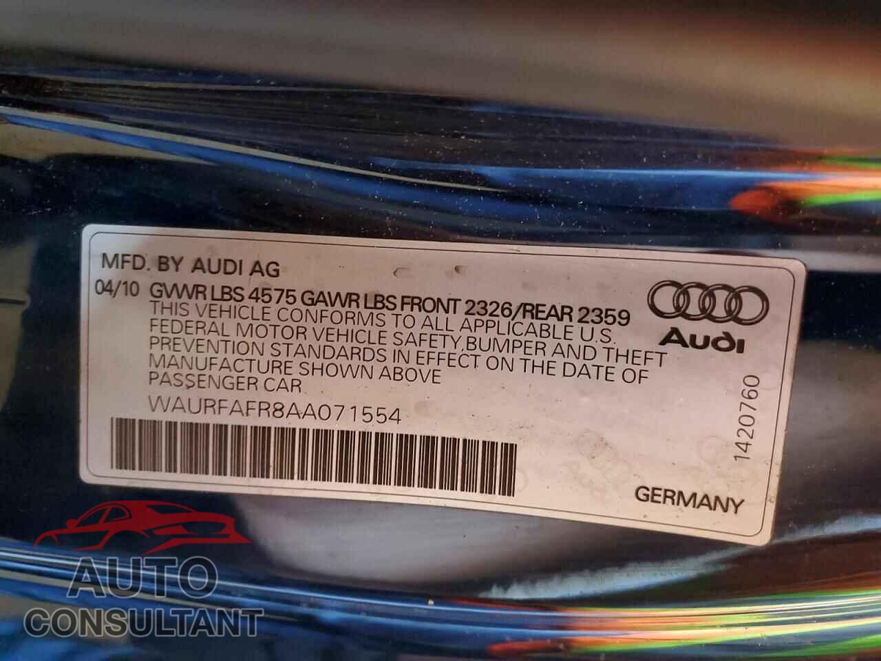 AUDI A5 2010 - WAURFAFR8AA071554