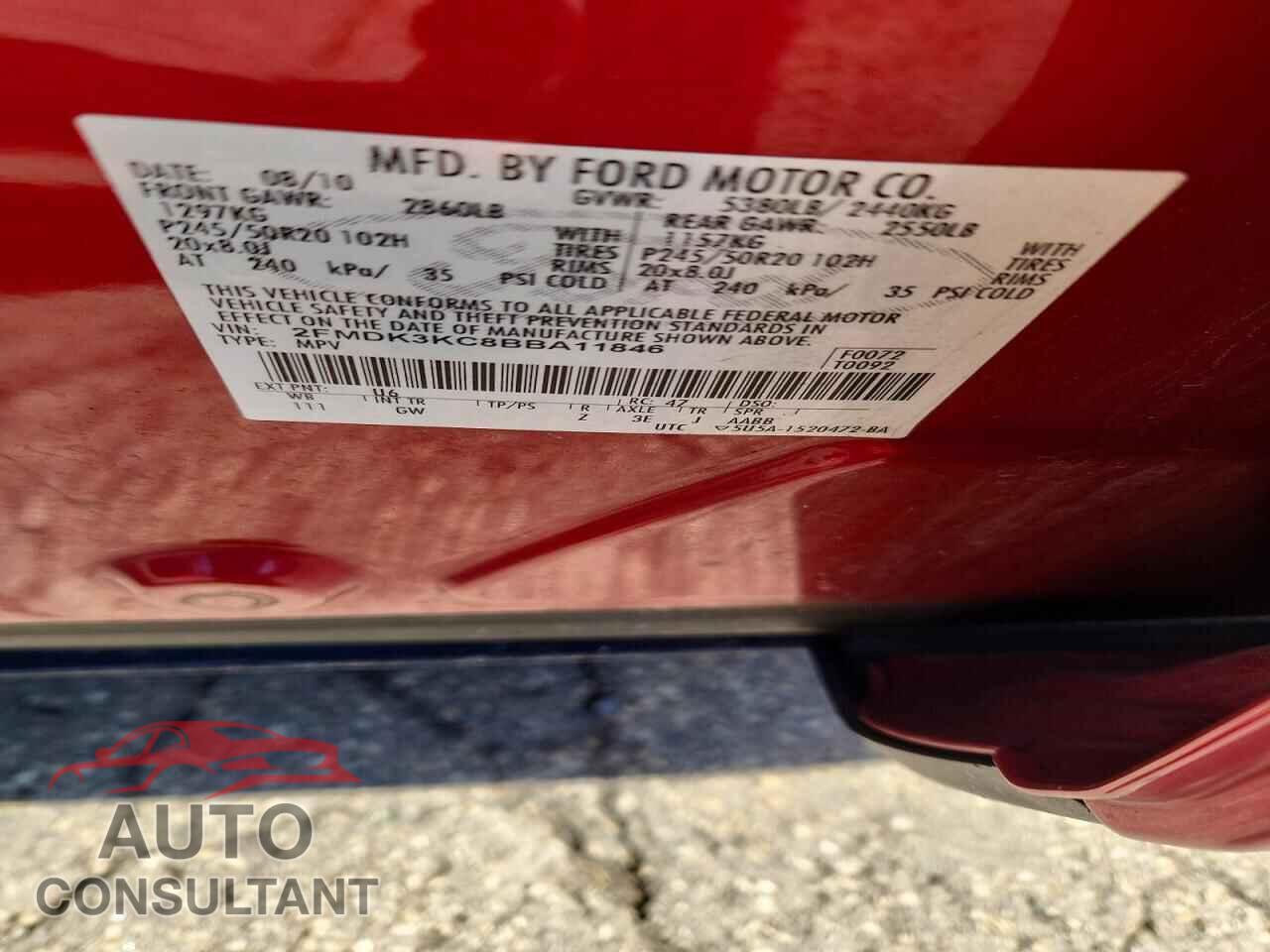 FORD EDGE 2011 - 2FMDK3KC8BBA11846