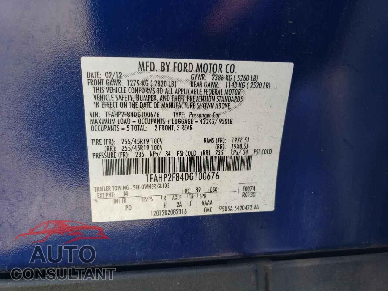 FORD TAURUS 2013 - 1FAHP2F84DG100676