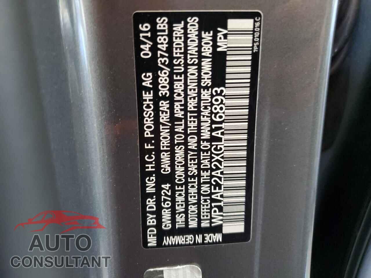 PORSCHE CAYENNE 2016 - WP1AE2A2XGLA16893