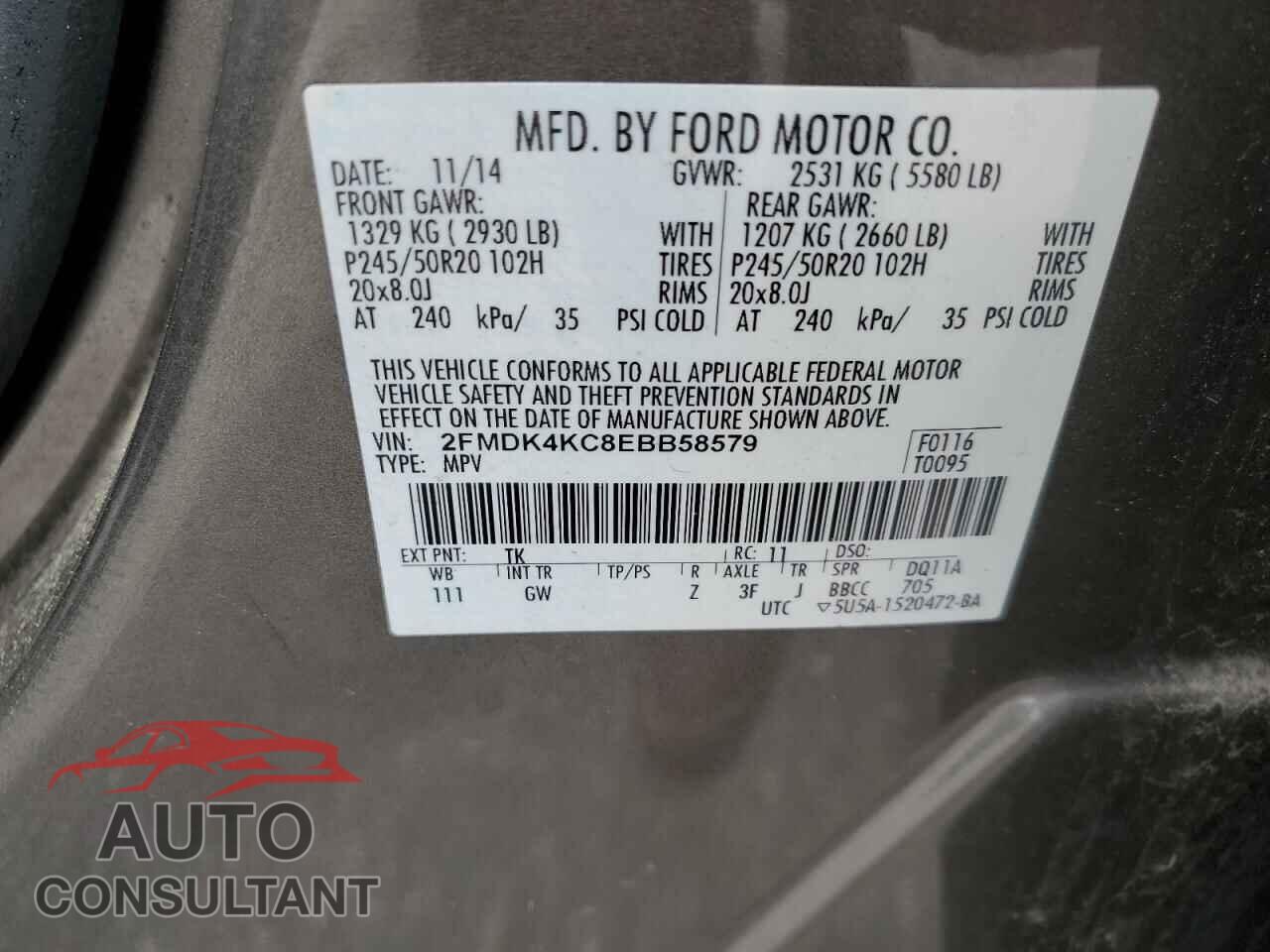 FORD EDGE 2014 - 2FMDK4KC8EBB58579