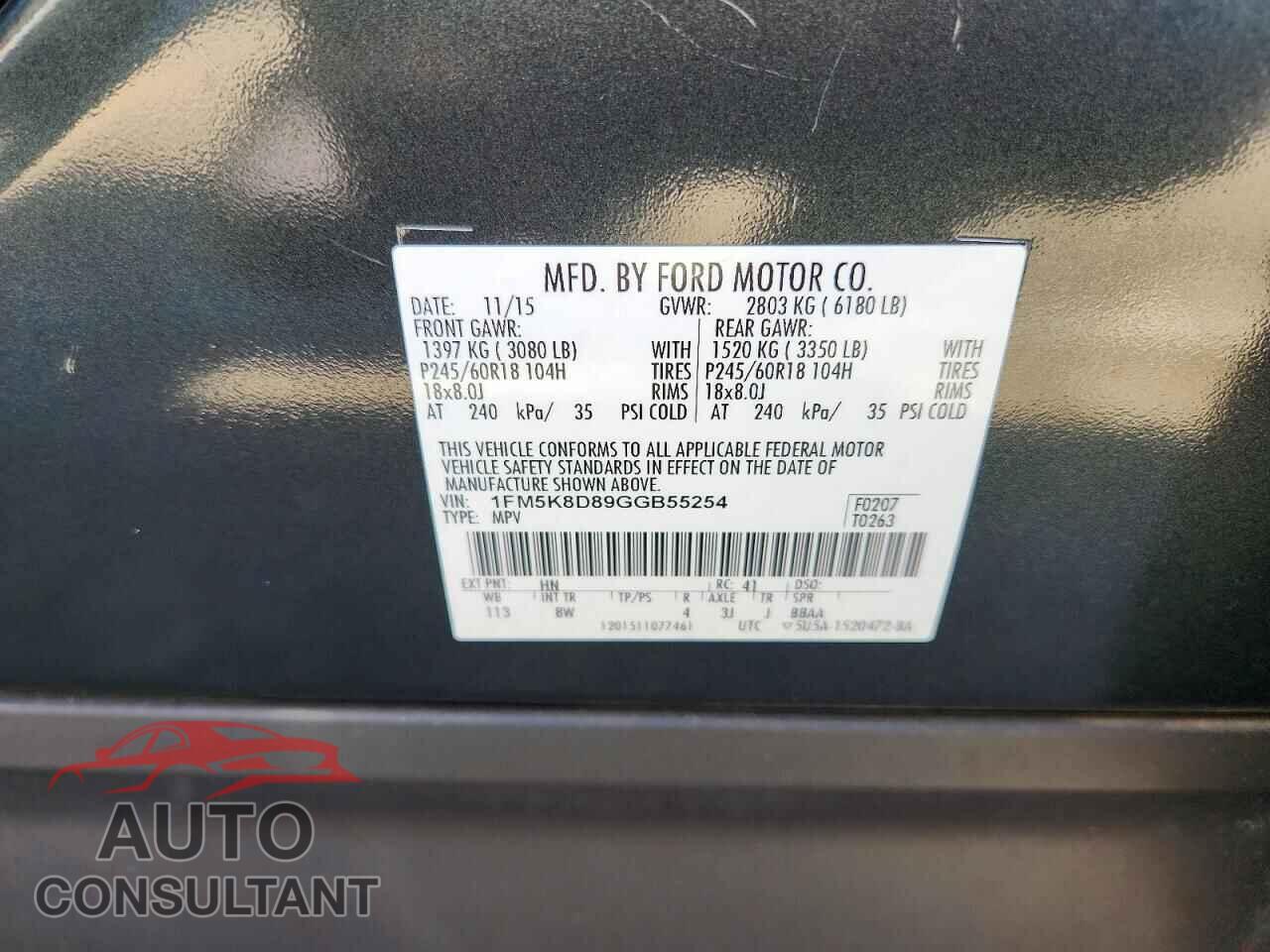 FORD EXPLORER 2016 - 1FM5K8D89GGB55254