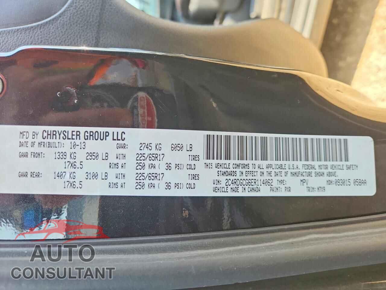 DODGE CARAVAN 2014 - 2C4RDGCG6ER114062