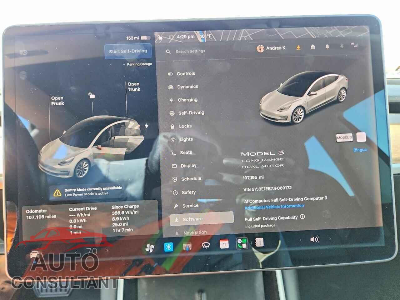 TESLA MODEL 3 2018 - 5YJ3E1EB7JF069172