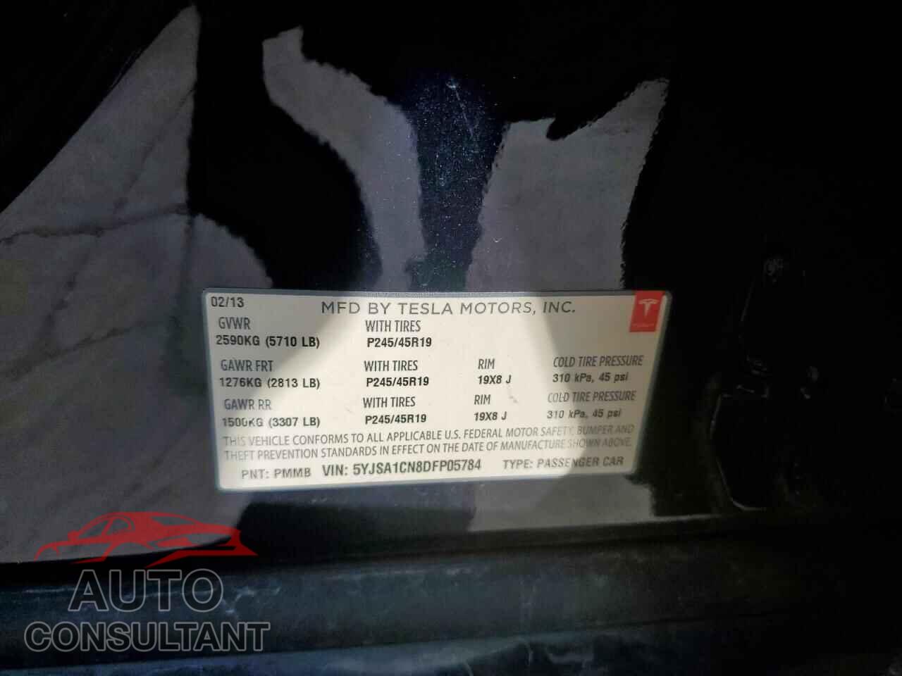 TESLA MODEL S 2013 - 5YJSA1CN8DFP05784