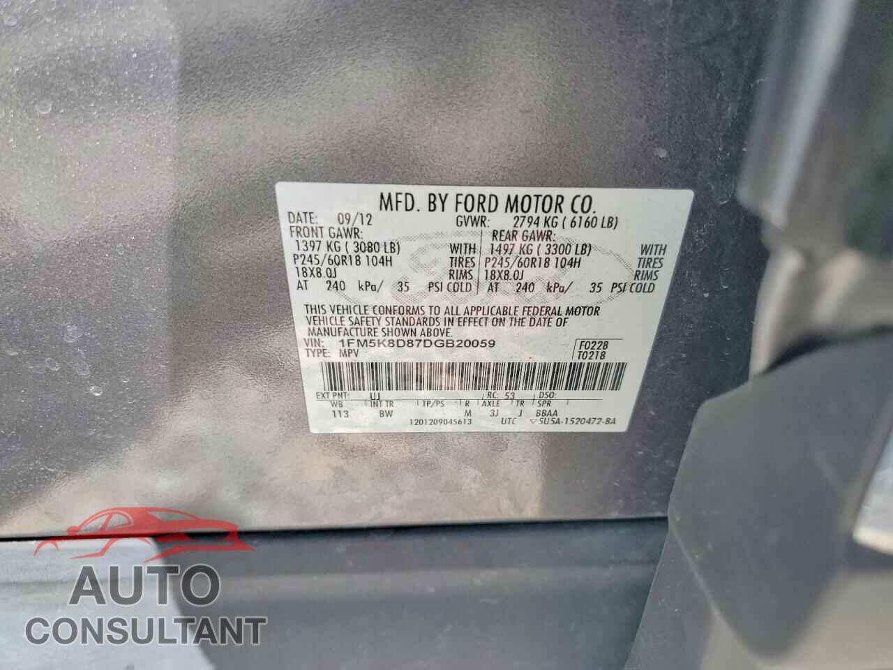 FORD EXPLORER 2013 - 1FM5K8D87DGB20059