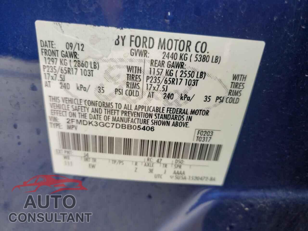 FORD EDGE 2013 - 2FMDK3GC7DBB05406