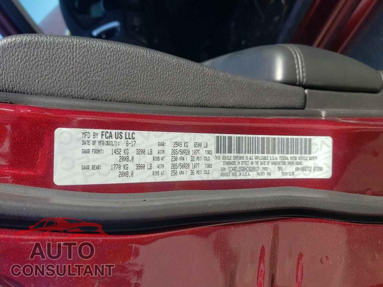 DODGE DURANGO 2017 - 1C4RDJDG8HC928917