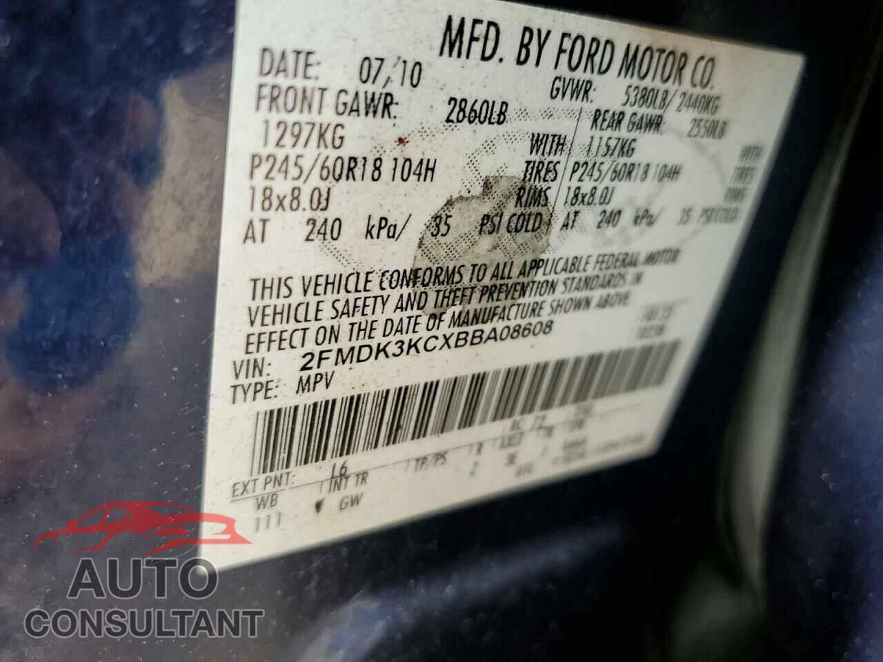 FORD EDGE 2011 - 2FMDK3KCXBBA08608
