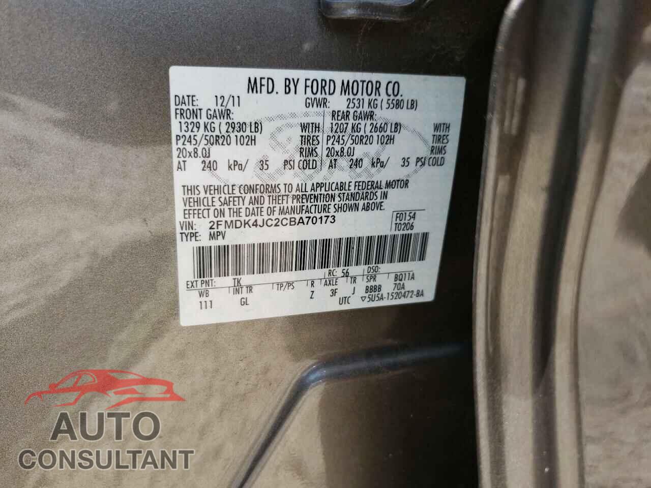 FORD EDGE 2012 - 2FMDK4JC2CBA70173