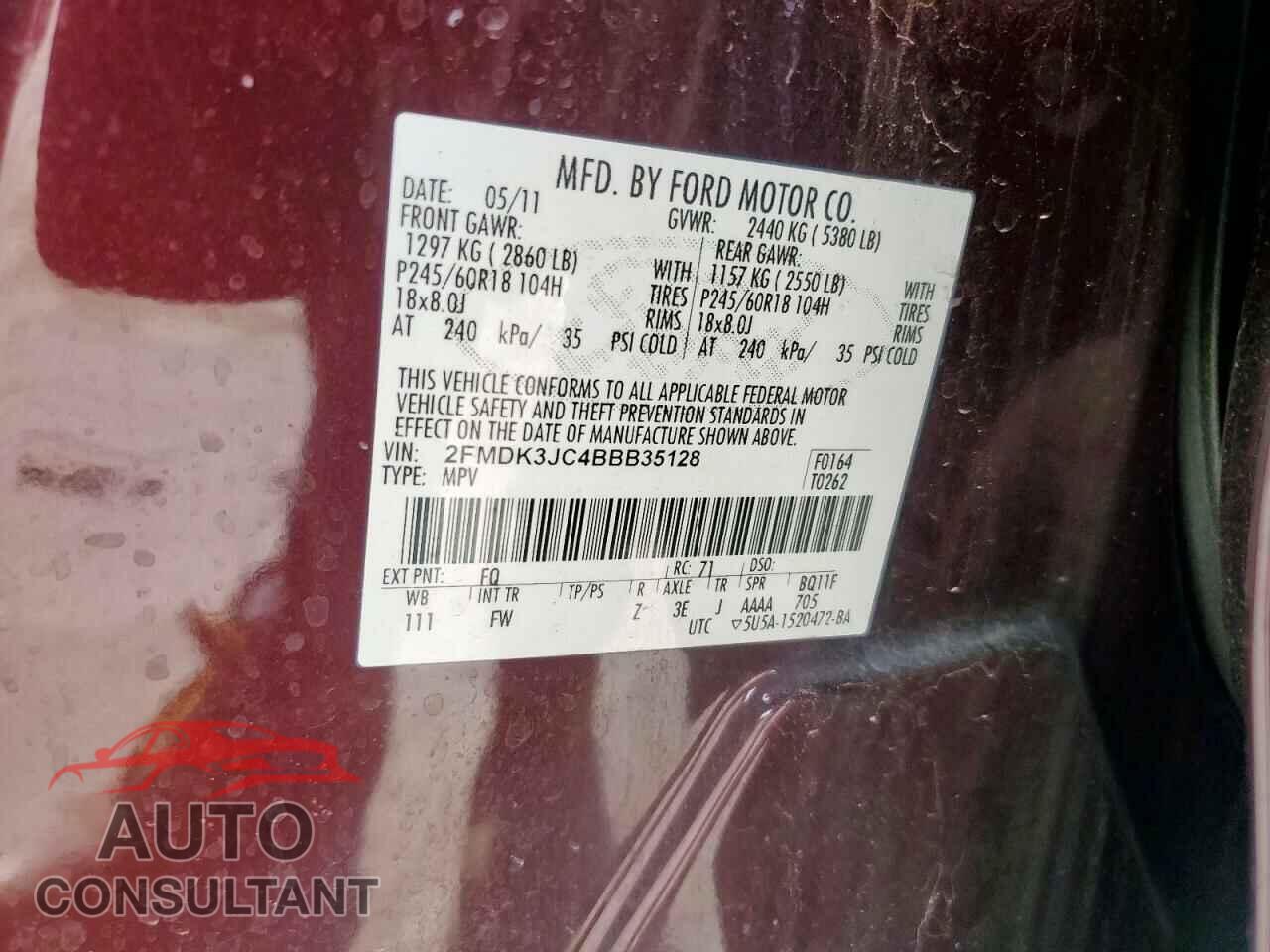 FORD EDGE 2011 - 2FMDK3JC4BBB35128